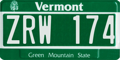 VT license plate ZRW174