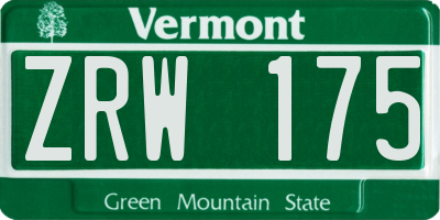 VT license plate ZRW175