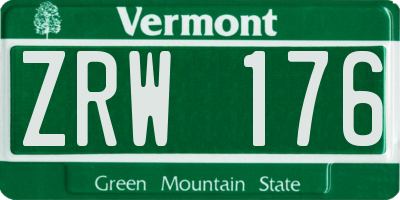 VT license plate ZRW176