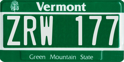 VT license plate ZRW177
