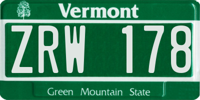 VT license plate ZRW178