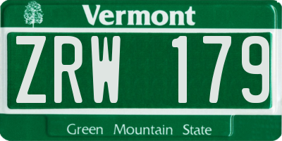 VT license plate ZRW179