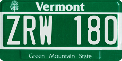 VT license plate ZRW180