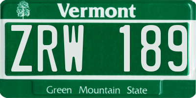 VT license plate ZRW189