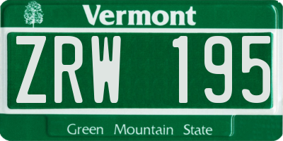 VT license plate ZRW195