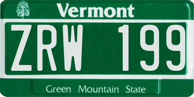VT license plate ZRW199