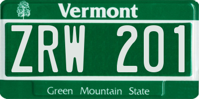 VT license plate ZRW201