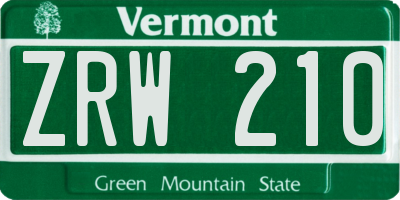 VT license plate ZRW210