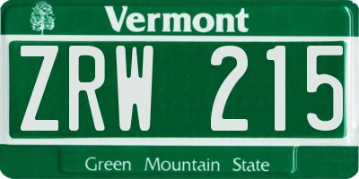 VT license plate ZRW215