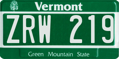 VT license plate ZRW219