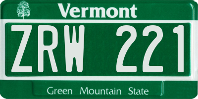 VT license plate ZRW221