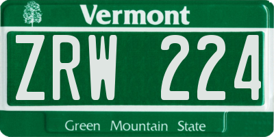 VT license plate ZRW224