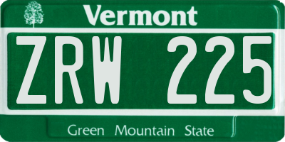 VT license plate ZRW225