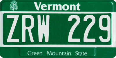 VT license plate ZRW229