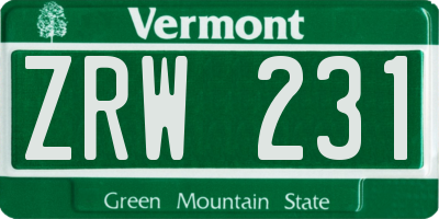 VT license plate ZRW231