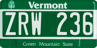 VT license plate ZRW236