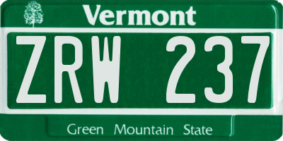 VT license plate ZRW237