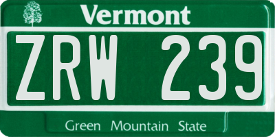 VT license plate ZRW239