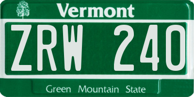 VT license plate ZRW240