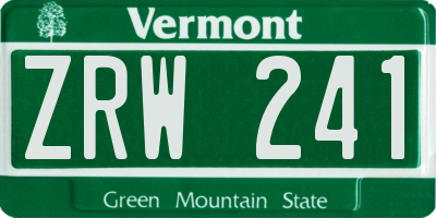 VT license plate ZRW241