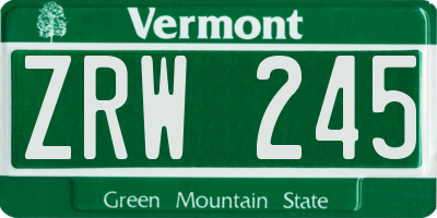 VT license plate ZRW245