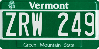 VT license plate ZRW249