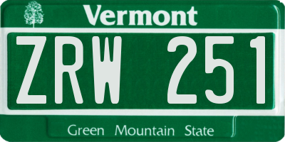 VT license plate ZRW251