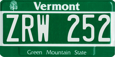 VT license plate ZRW252