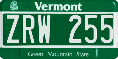 VT license plate ZRW255