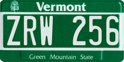 VT license plate ZRW256