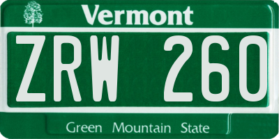 VT license plate ZRW260