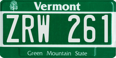 VT license plate ZRW261