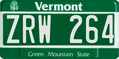 VT license plate ZRW264