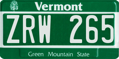 VT license plate ZRW265