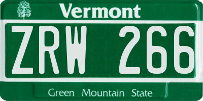 VT license plate ZRW266