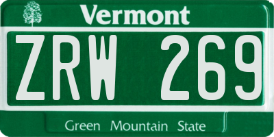 VT license plate ZRW269