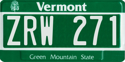 VT license plate ZRW271
