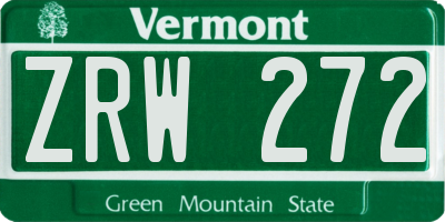 VT license plate ZRW272