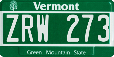 VT license plate ZRW273