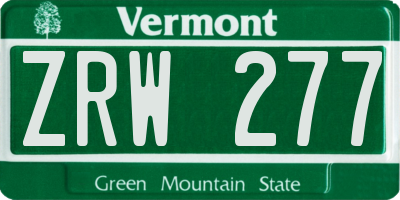 VT license plate ZRW277