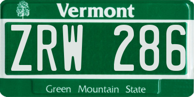 VT license plate ZRW286