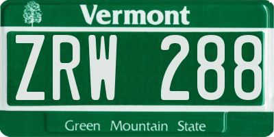 VT license plate ZRW288