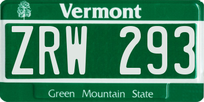 VT license plate ZRW293