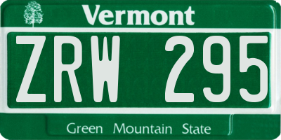 VT license plate ZRW295