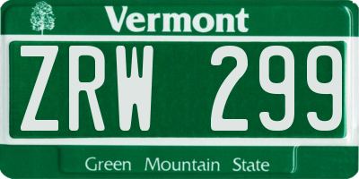 VT license plate ZRW299