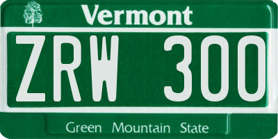 VT license plate ZRW300