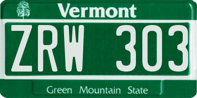 VT license plate ZRW303