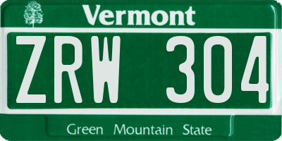 VT license plate ZRW304