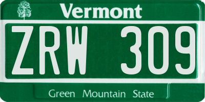 VT license plate ZRW309