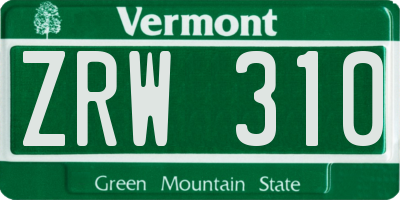 VT license plate ZRW310